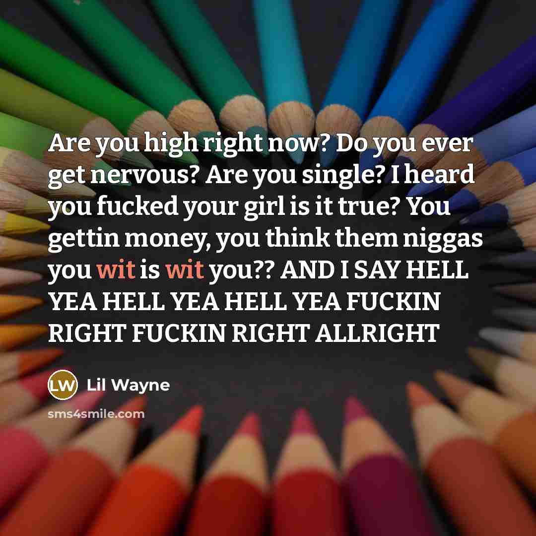 “Are you high right now? Do you ever get nervous?…” quote by Lil Wayne