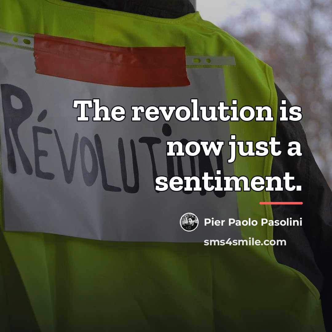 “The revolution is now just a sentiment.…” quote by Pier Paolo Pasolini