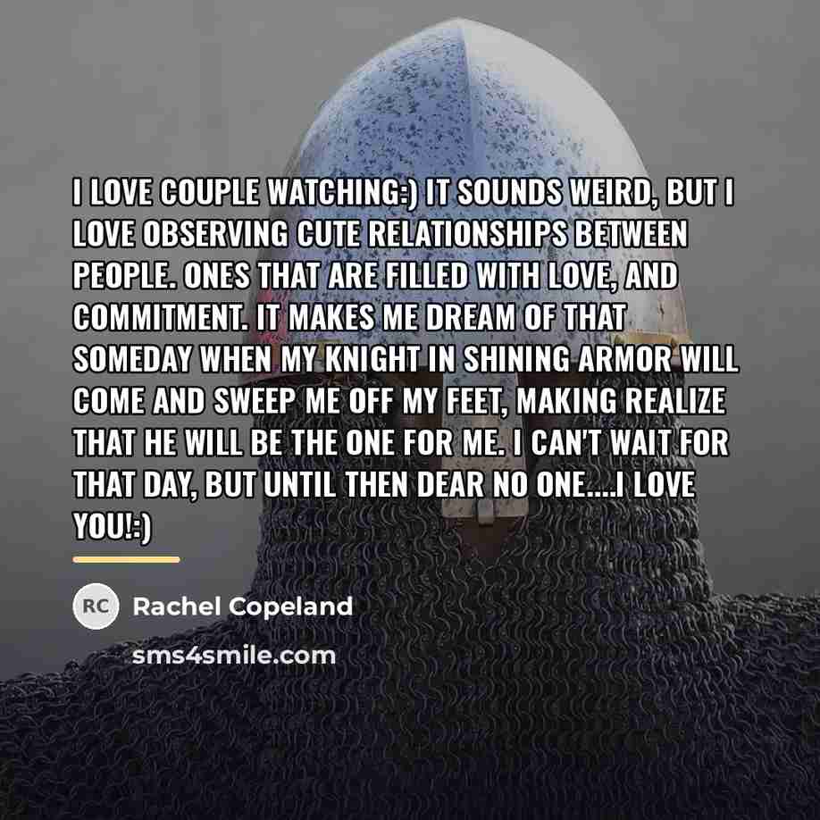 “I love couple watching:) It sounds weird, but I love…” quote by Rachel Copeland