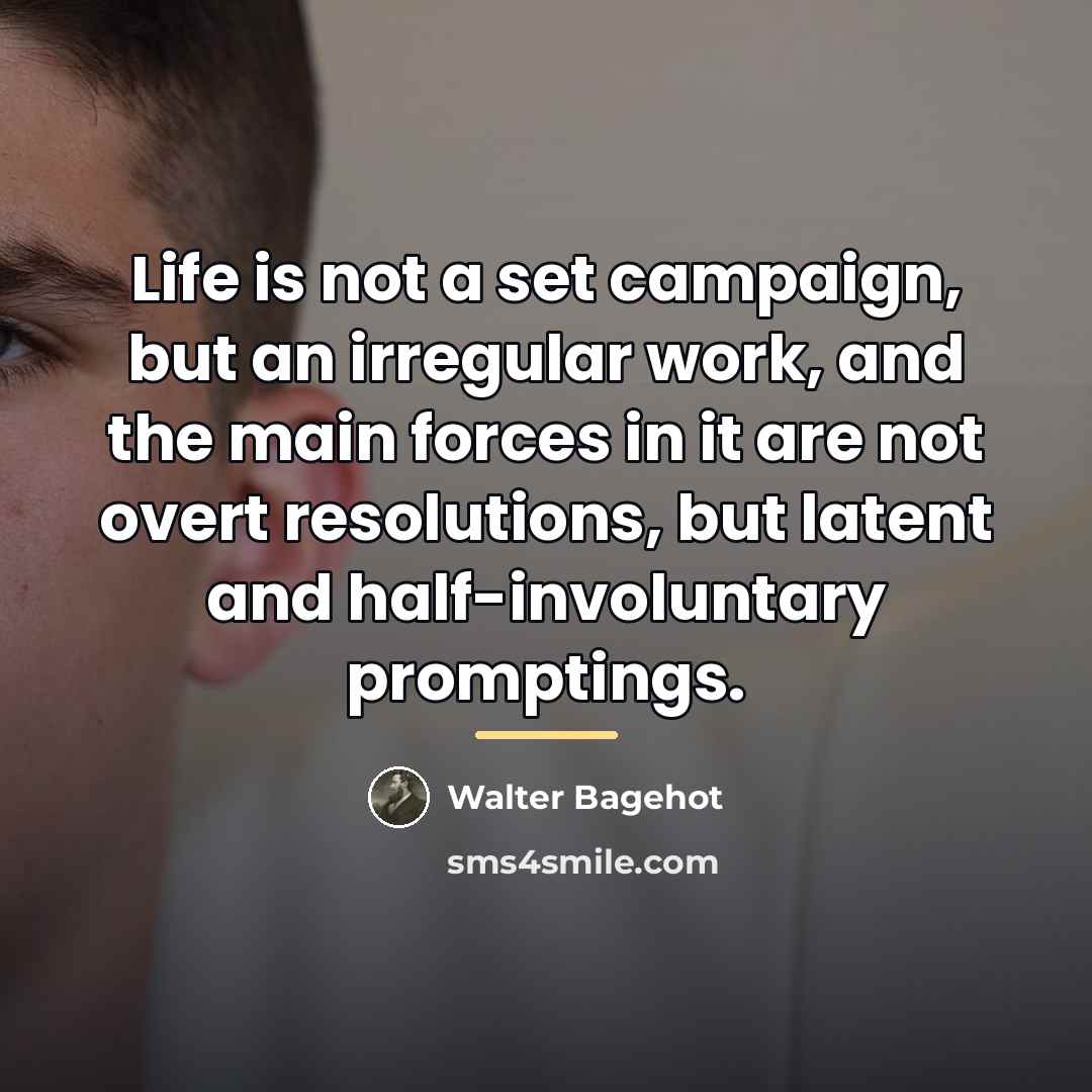 “Life is not a set campaign, but an irregular work,…” quote by Walter Bagehot