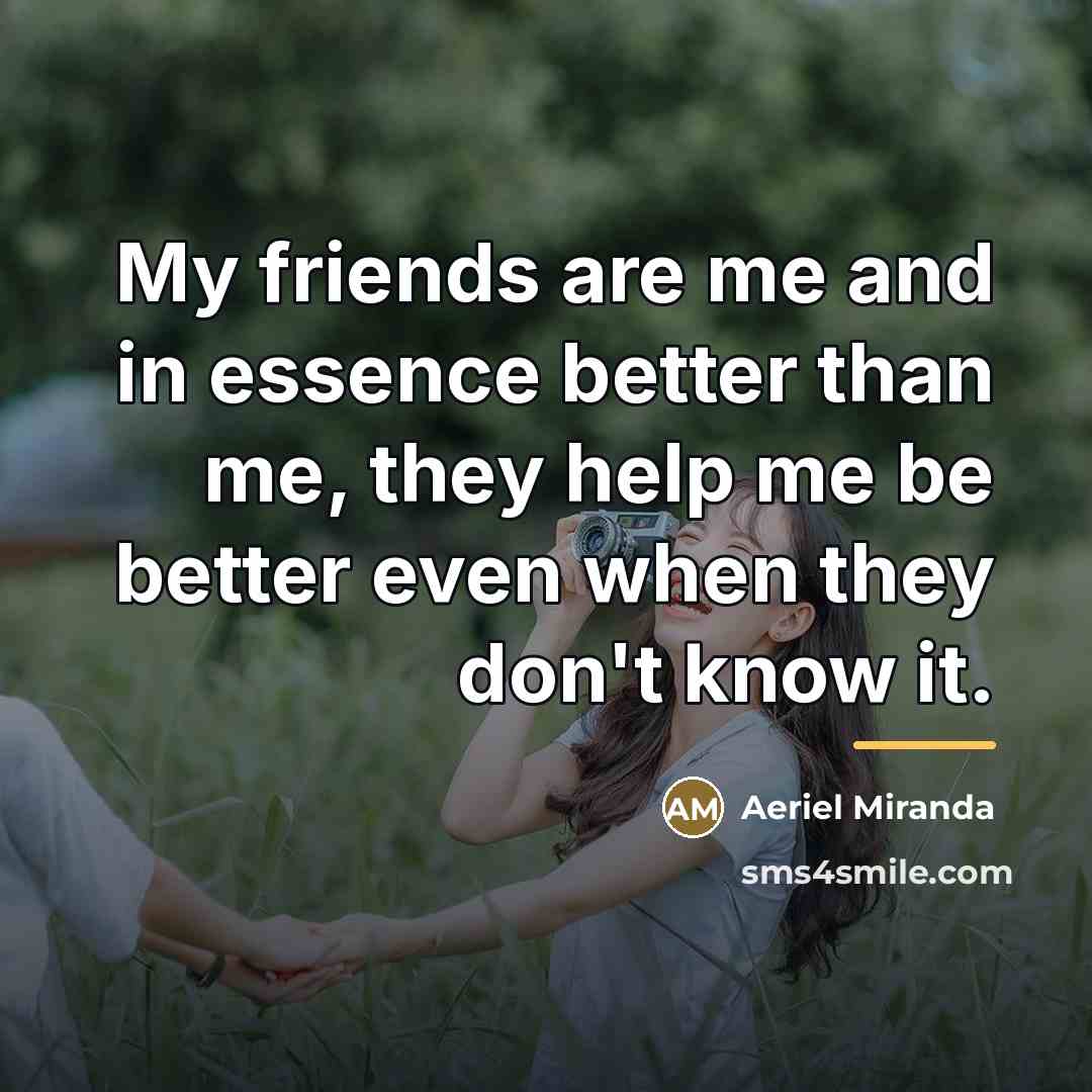 “My friends are me and in essence better than me,…” quote by Aeriel Miranda