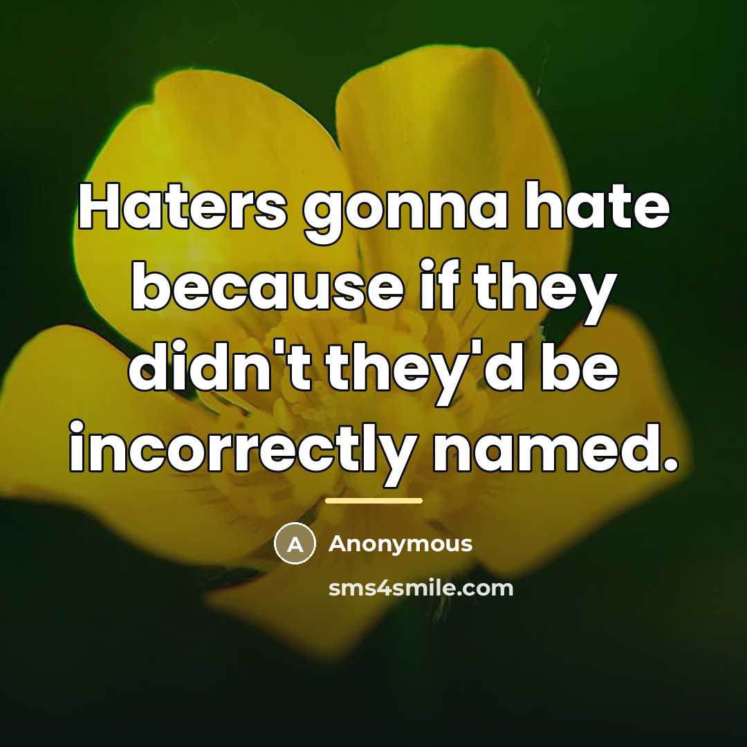 “Haters gonna hate because if they didn't they'd be incorrectly…” quote by Anonymous