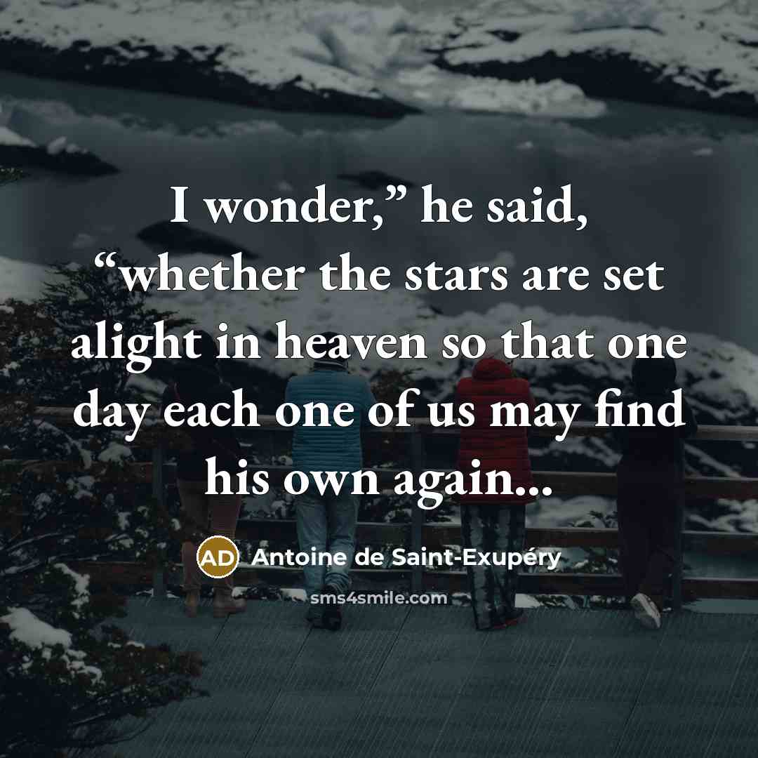 “I wonder,” he said, “whether the stars are set alight…” quote by Antoine de Saint-Exupery