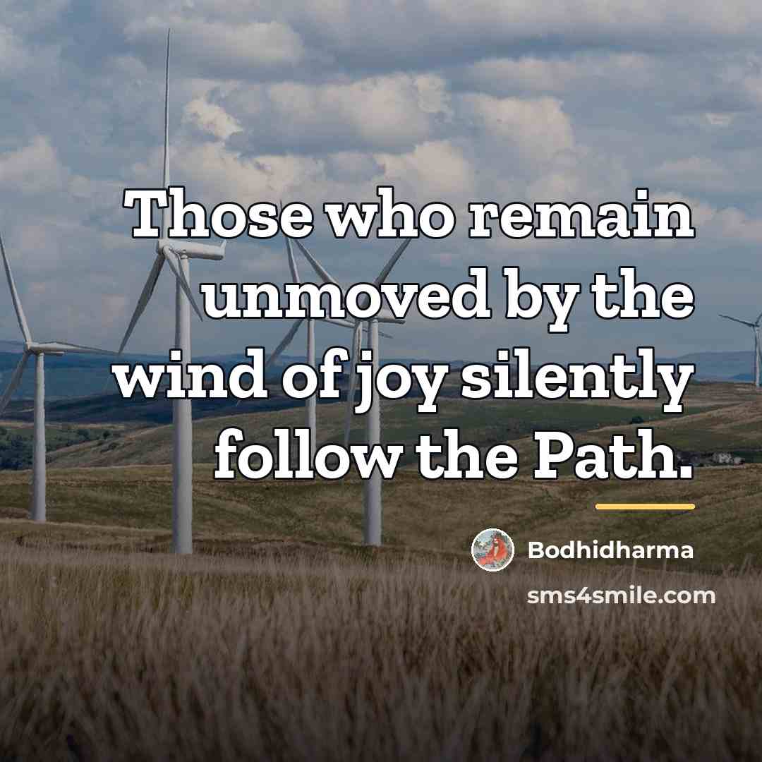 “Those who remain unmoved by the wind of joy silently…” quote by Bodhidharma