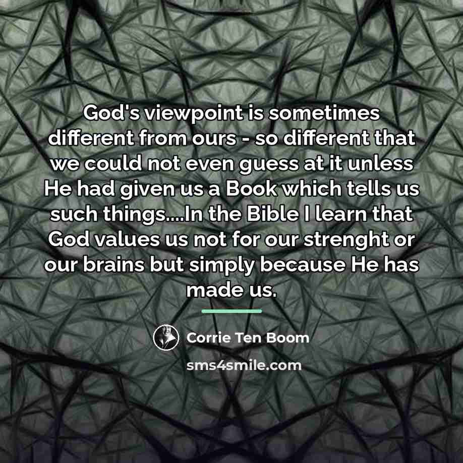 “God's viewpoint is sometimes different from ours - so different…” quote by Corrie Ten Boom