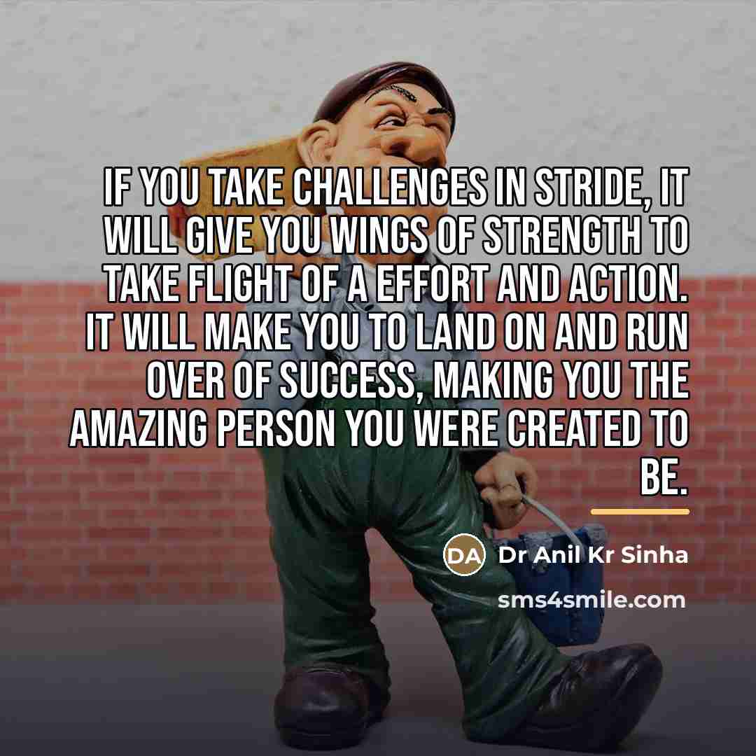 “If you take challenges in stride, it will give you…” quote by Dr Anil Kr Sinha