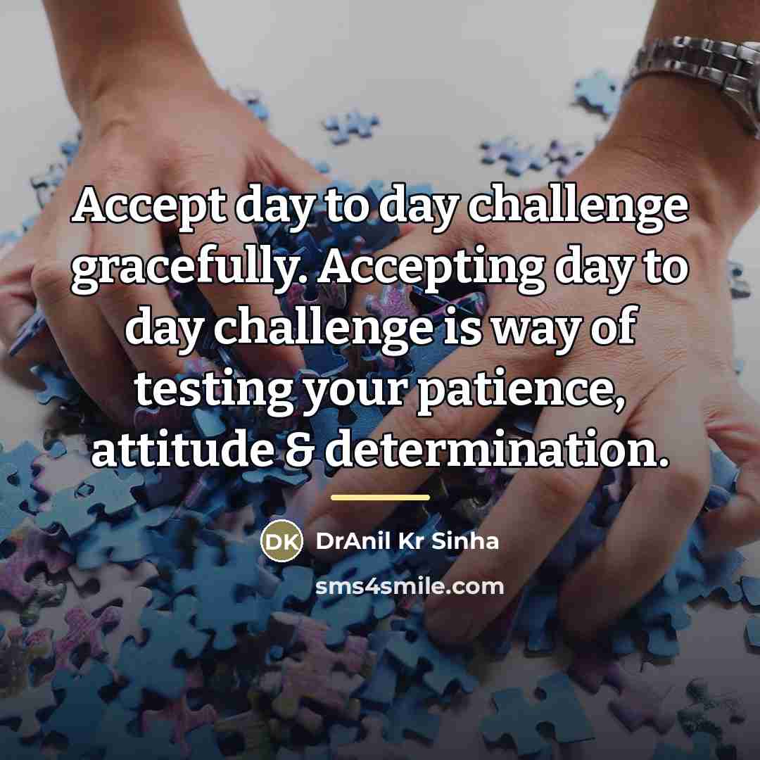 “Accept day to day challenge gracefully. Accepting day to day…” quote by DrAnil Kr Sinha