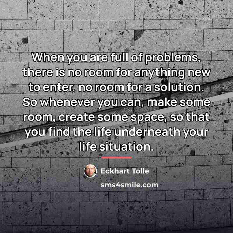 “When you are full of problems, there is no room…” quote by Eckhart Tolle