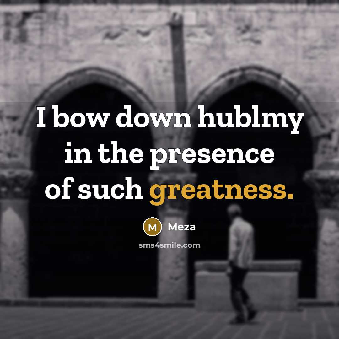 “I bow down hublmy in the presence of such greatness.” quote by Meza