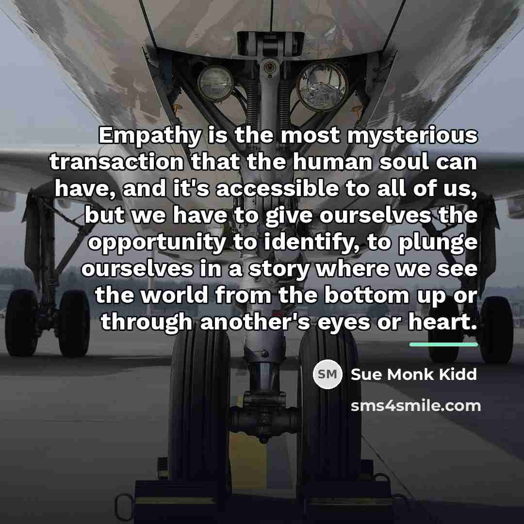 “Empathy is the most mysterious transaction that the human soul…” quote by Sue Monk Kidd