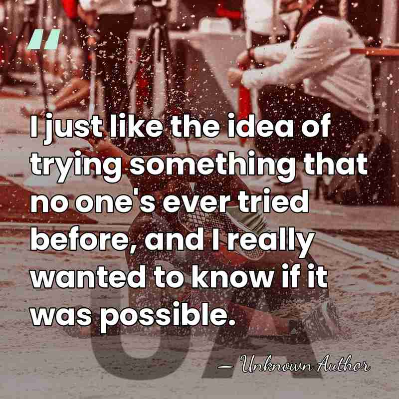 I just like the idea of trying something that no one's ever&hellip; - Unknown Author