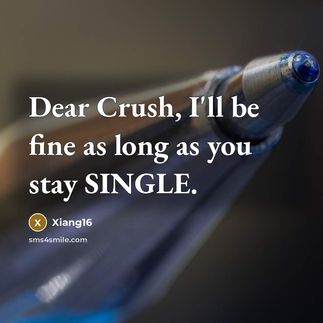 “Dear Crush, I'll be fine as long as you stay SINGLE.” quote by Xiang16