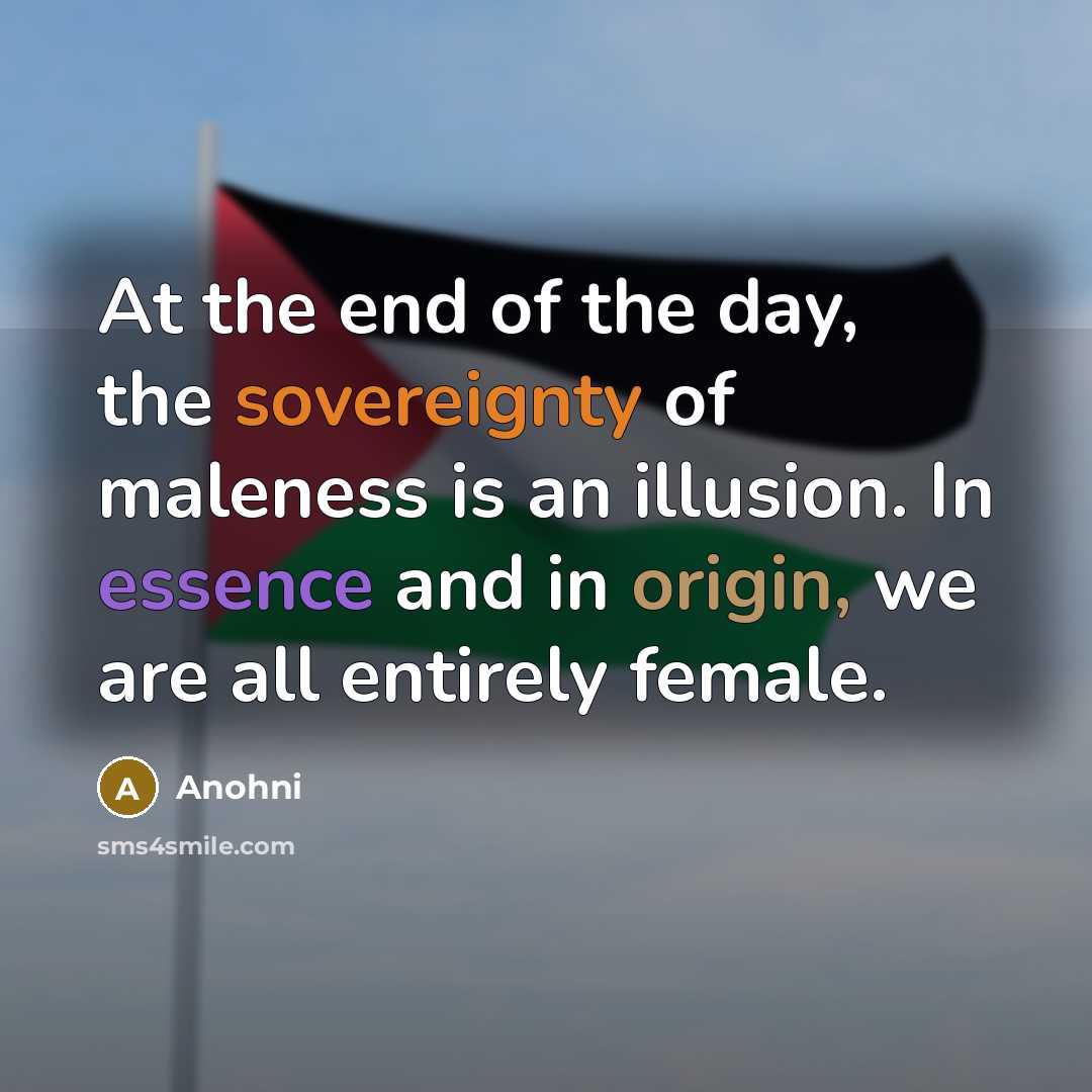 “At the end of the day, the sovereignty of maleness…” quote by Anohni