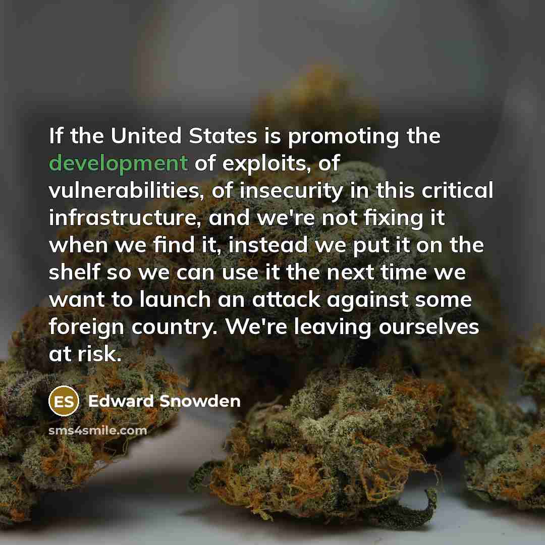 “If the United States is promoting the development of exploits,…” quote by Edward Snowden