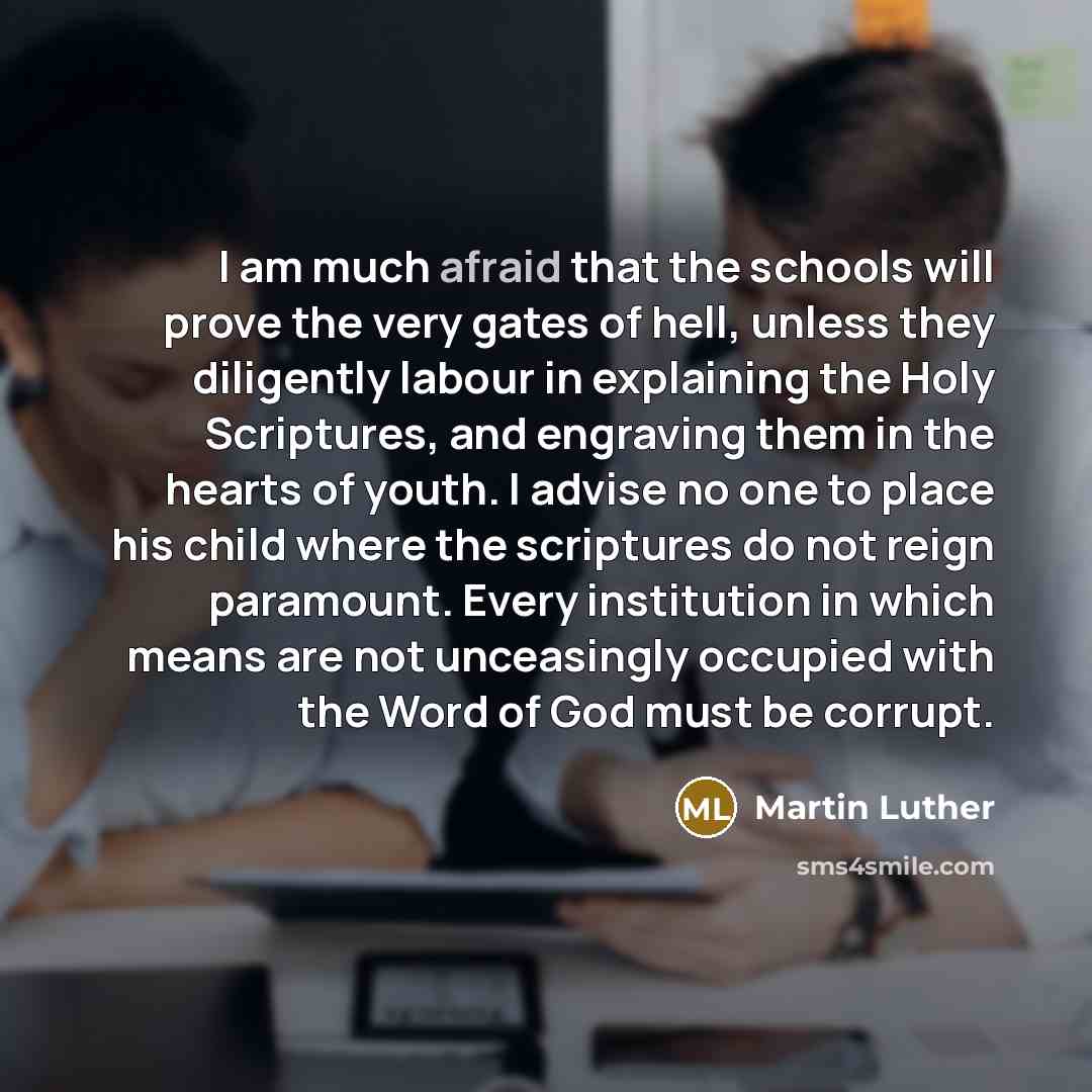 “I am much afraid that the schools will prove the…” quote by Martin Luther