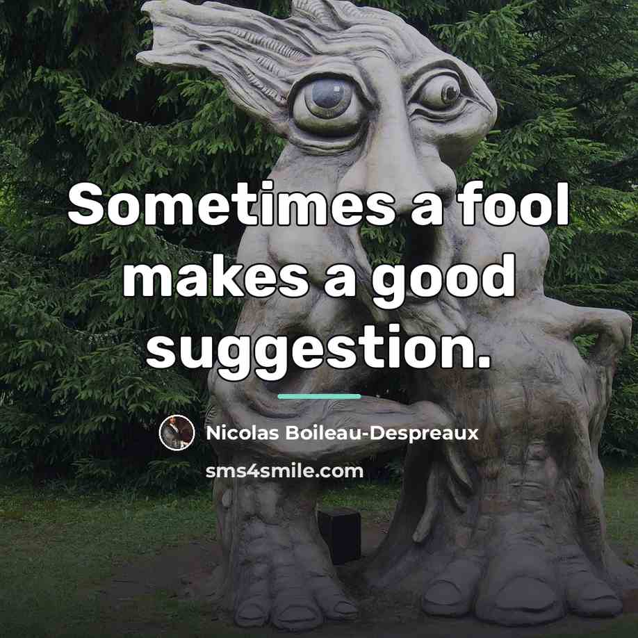 “Sometimes a fool makes a good suggestion.…” quote by Nicolas Boileau-Despreaux