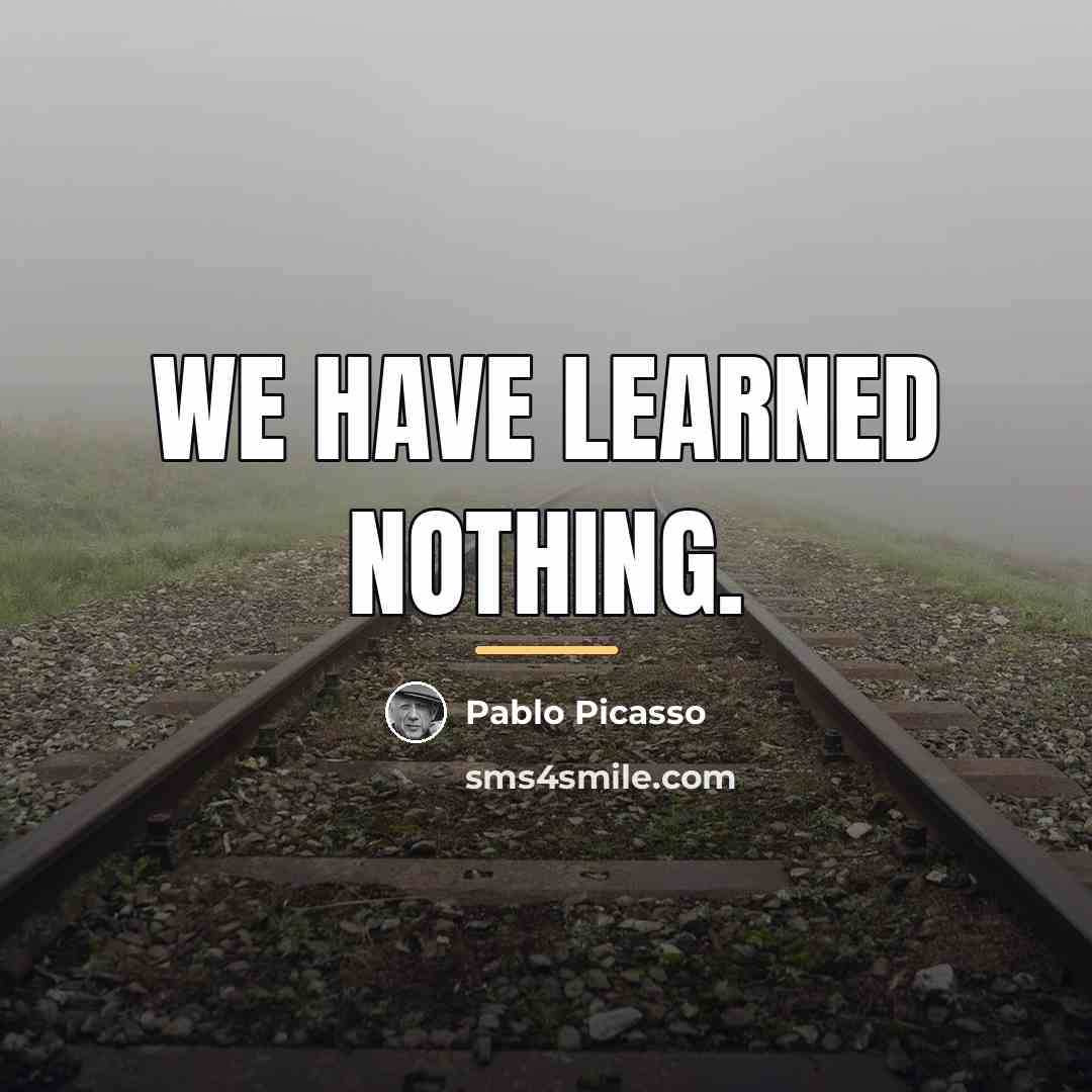 “We have learned nothing.…” quote by Pablo Picasso
