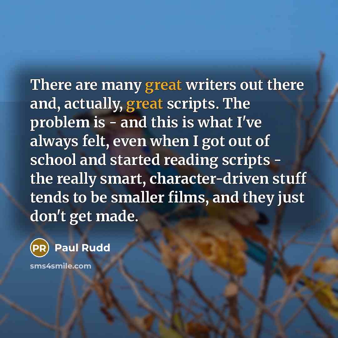 “There are many great writers out there and, actually, great…” quote by Paul Rudd
