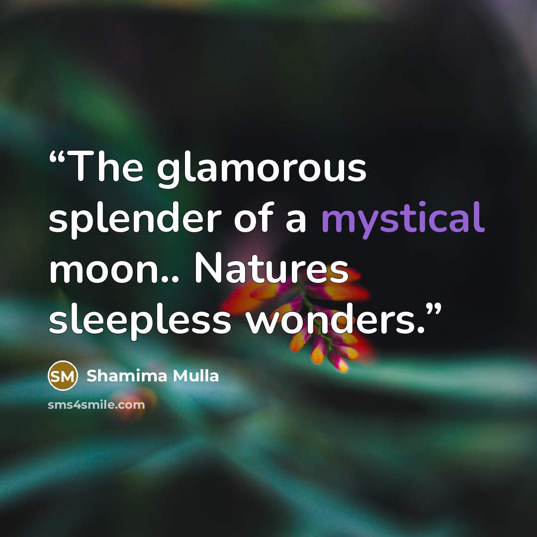 “The glamorous splender of a mystical moon.. Natures sleepless wonders.” quote by Shamima Mulla