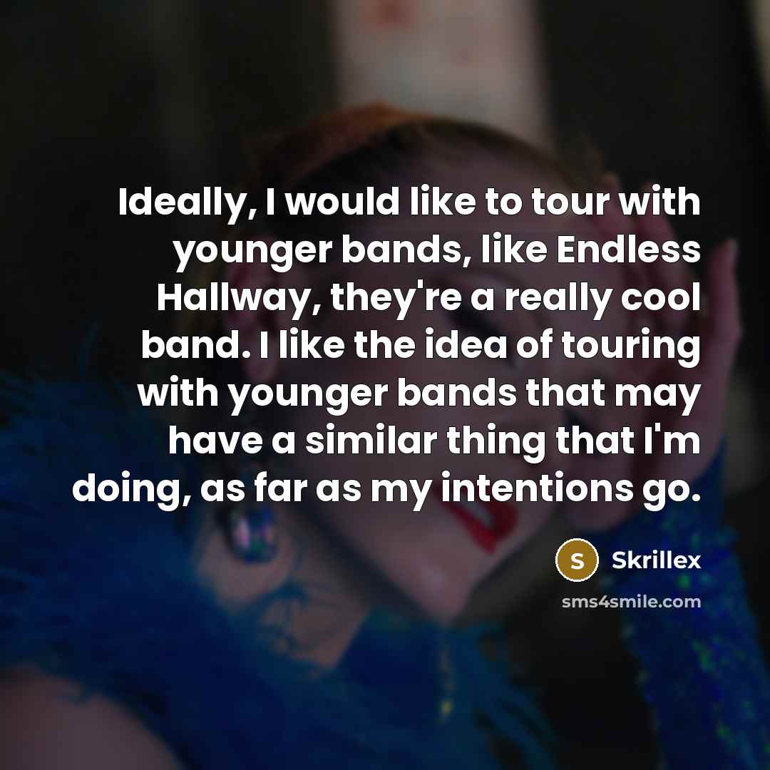 “Ideally, I would like to tour with younger bands, like…” quote by Skrillex