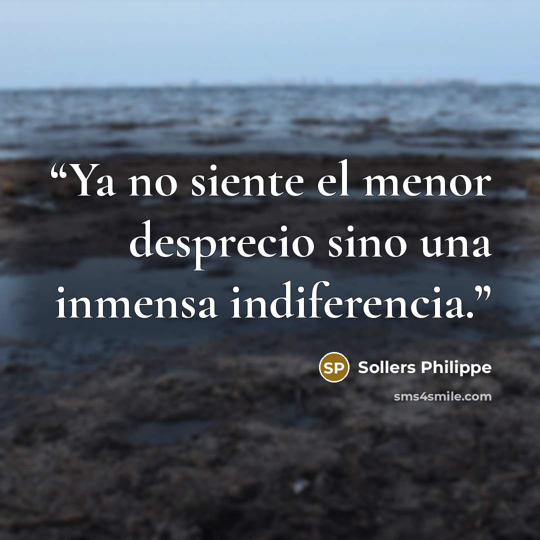 “Ya no siente el menor desprecio sino una inmensa indiferencia.” quote by Sollers Philippe