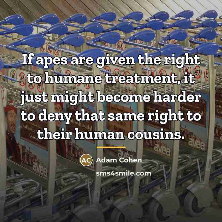 “If apes are given the right to humane treatment, it…” quote by Adam Cohen