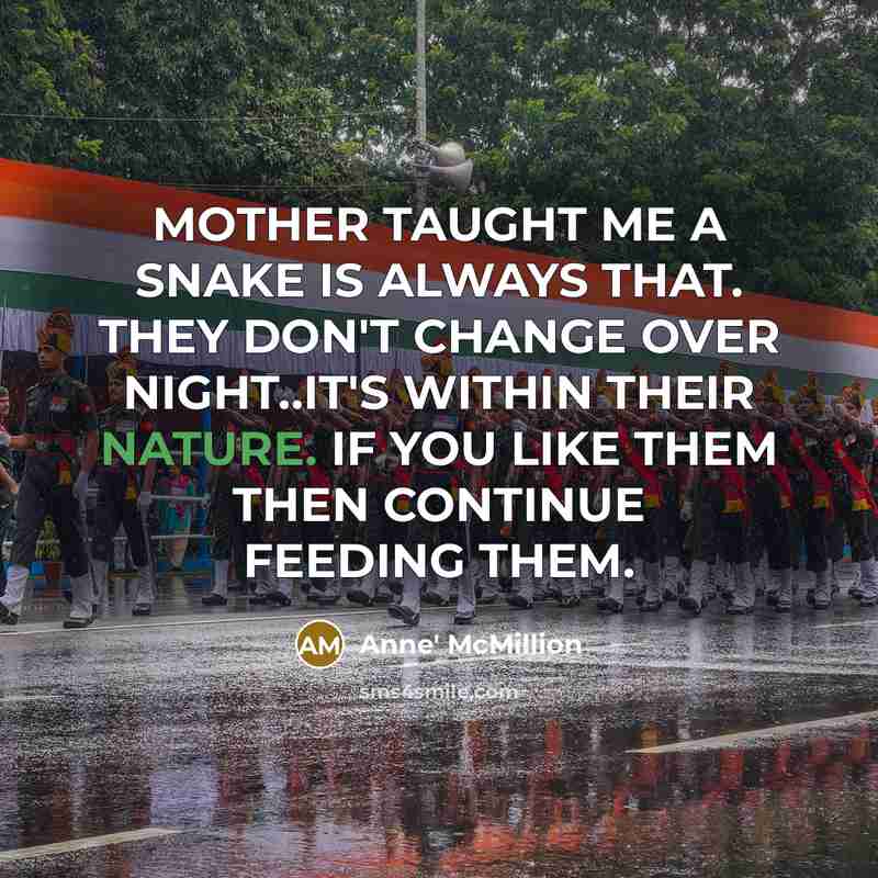 “MOTHER TAUGHT ME A SNAKE IS ALWAYS THAT. THEY DON'T…” quote by Anne' McMillion