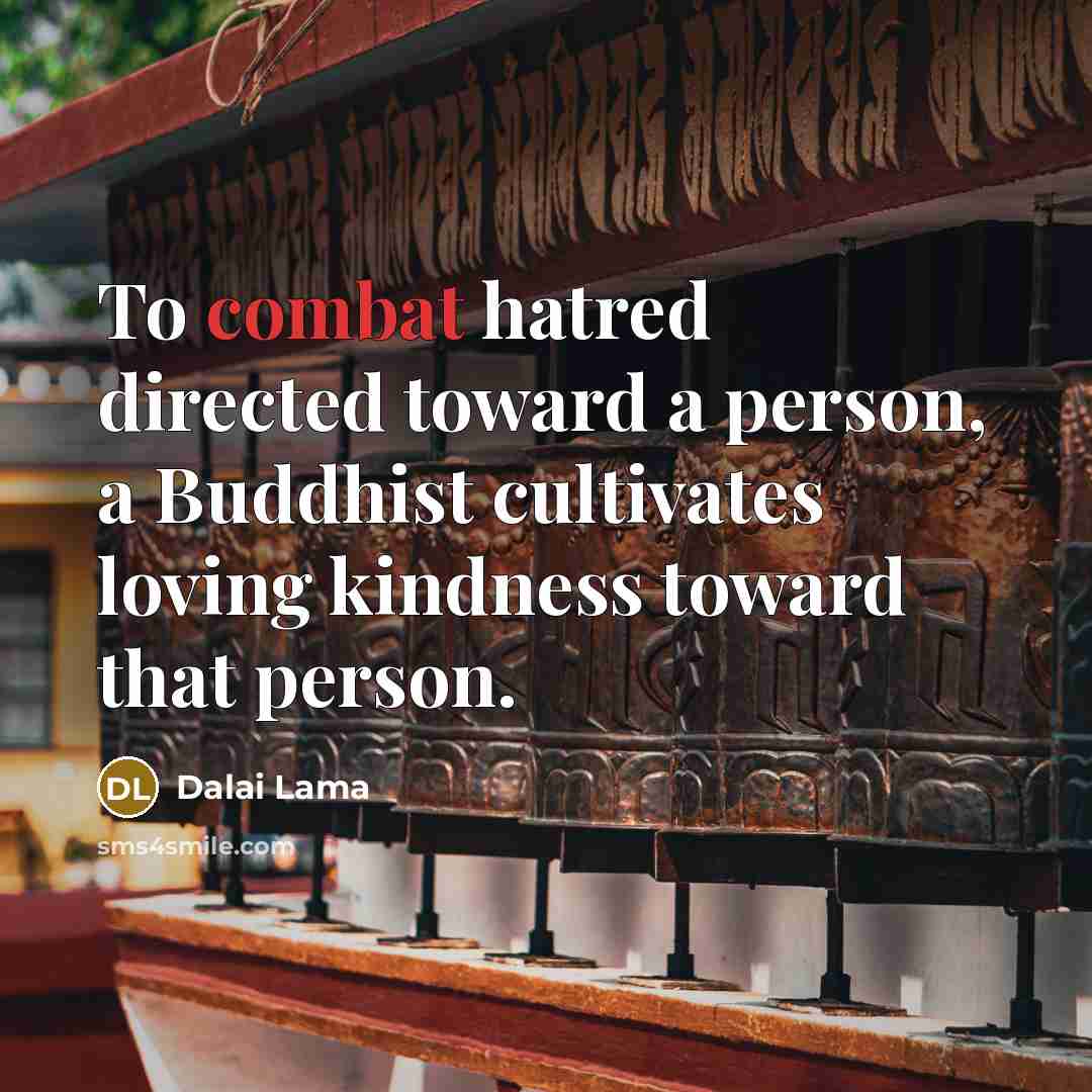 “To combat hatred directed toward a person, a Buddhist cultivates…” quote by Dalai Lama