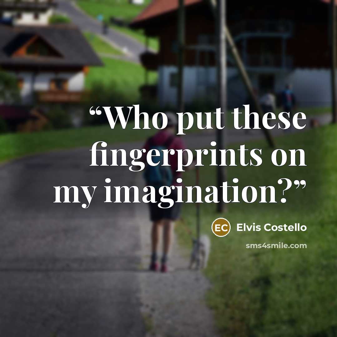 “Who put these fingerprints on my imagination?” quote by Elvis Costello