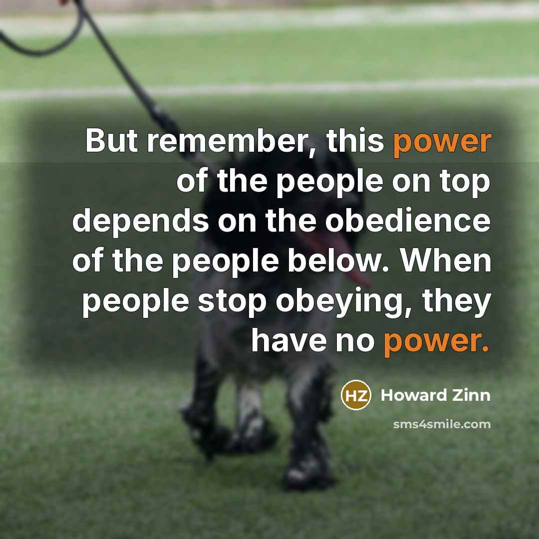 “But remember, this power of the people on top depends…” quote by Howard Zinn
