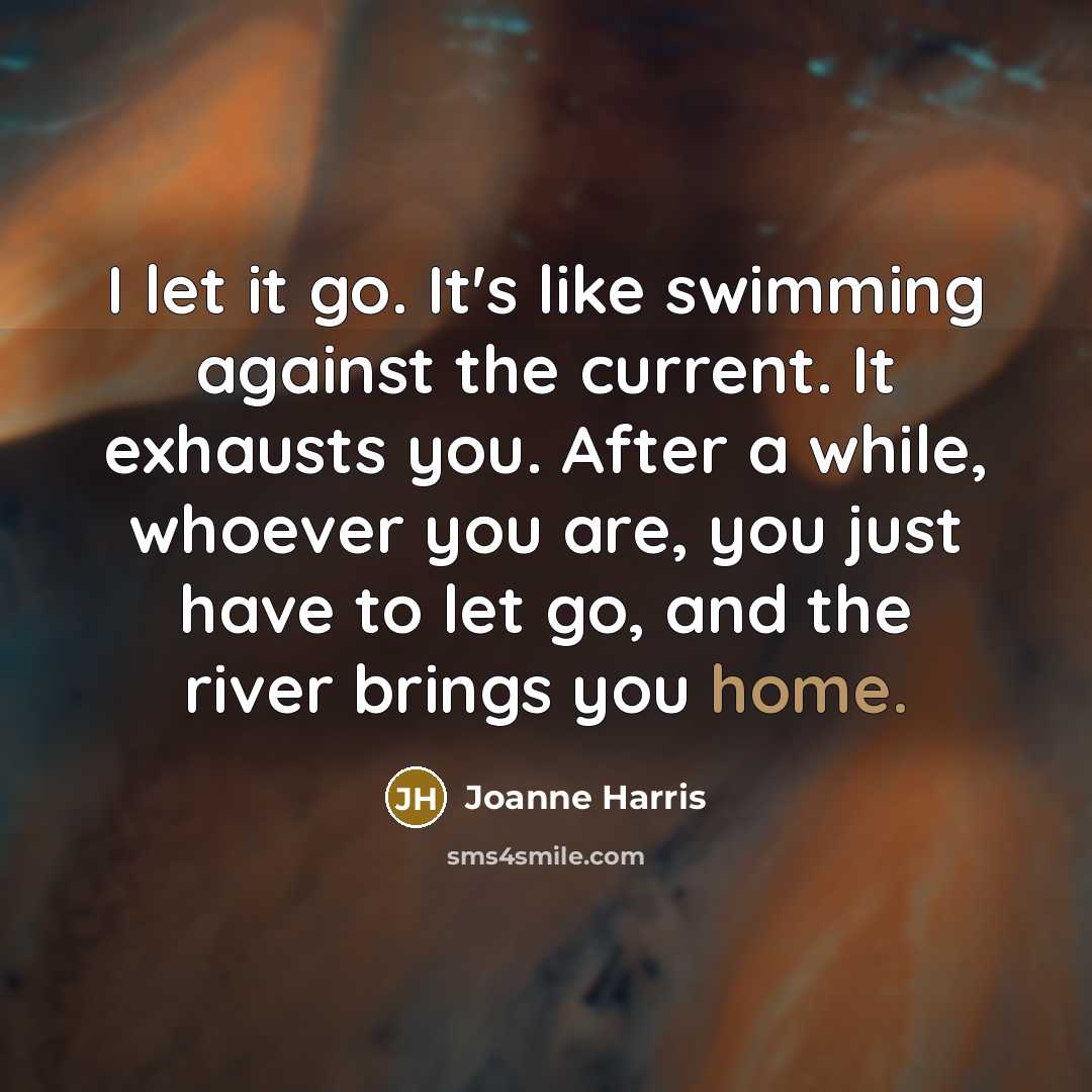 “I let it go. It's like swimming against the current.…” quote by Joanne Harris