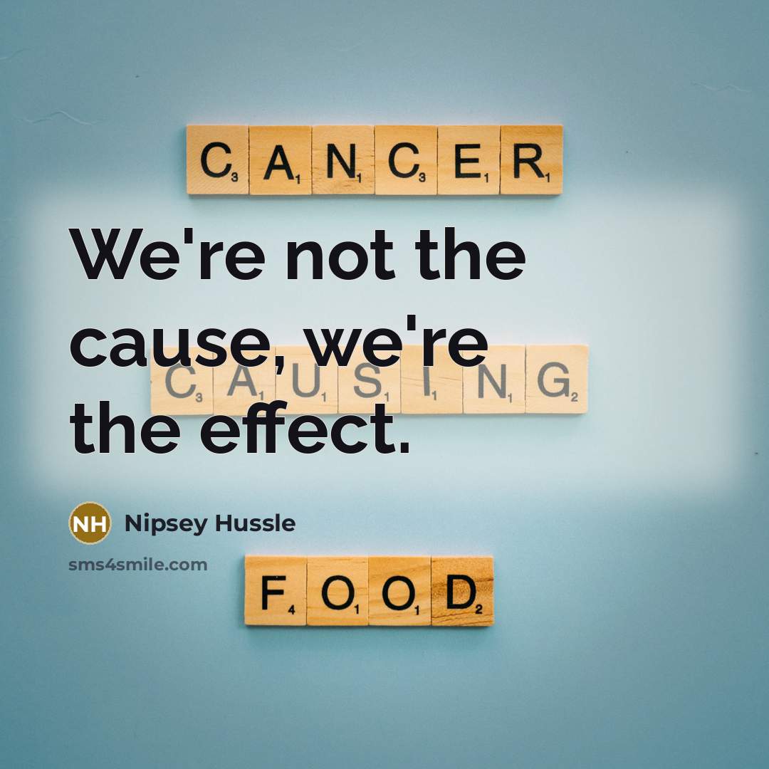 “We're not the cause, we're the effect.” quote by Nipsey Hussle