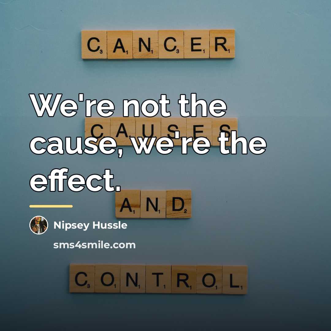 “We're not the cause, we're the effect.…” quote by Nipsey Hussle