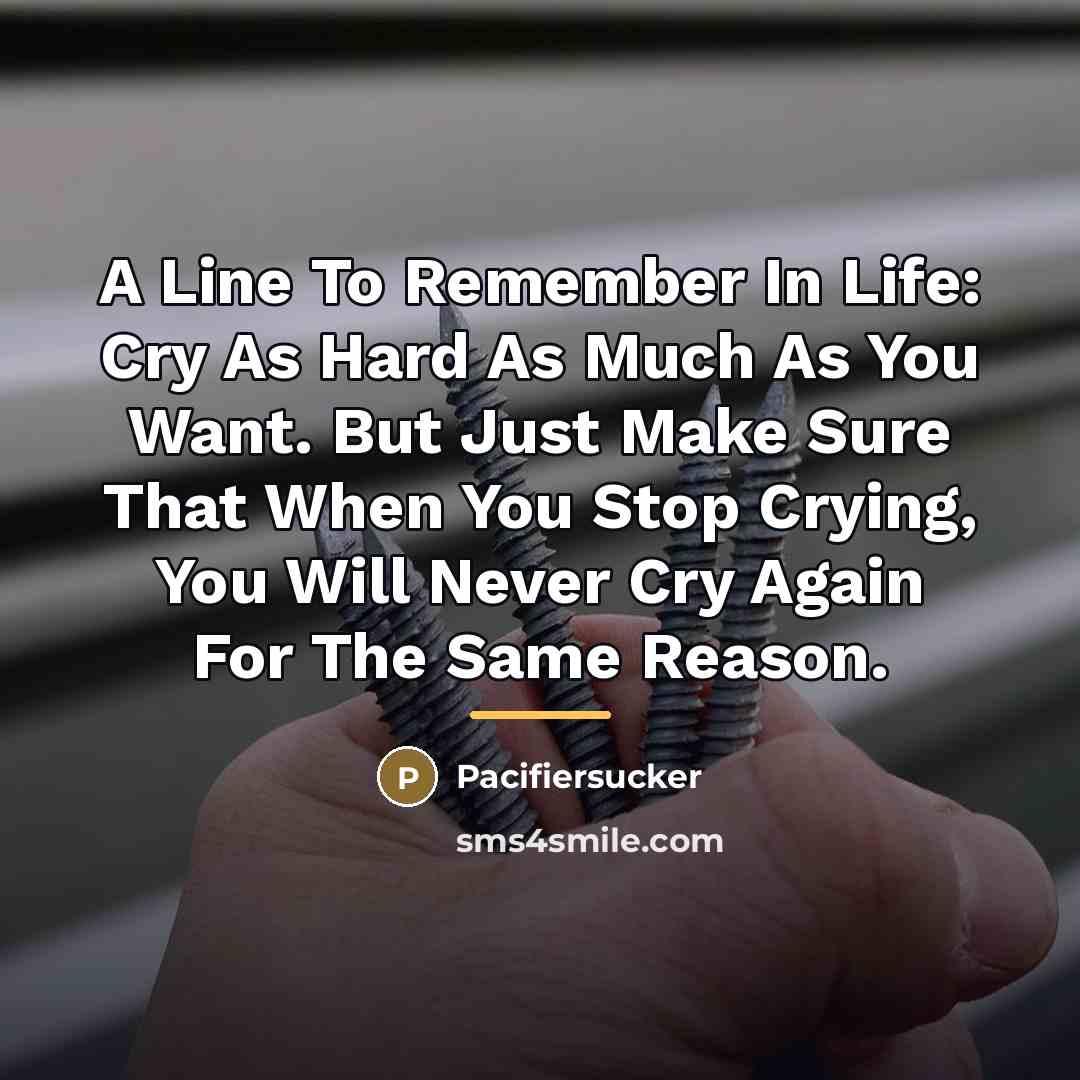 “A Line To Remember In Life: Cry As Hard As…” quote by Pacifiersucker