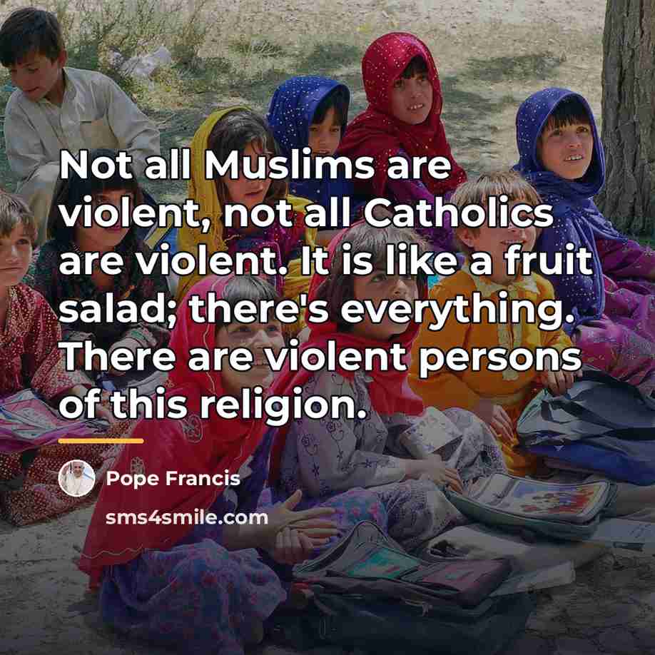 “Not all Muslims are violent, not all Catholics are violent.…” quote by Pope Francis