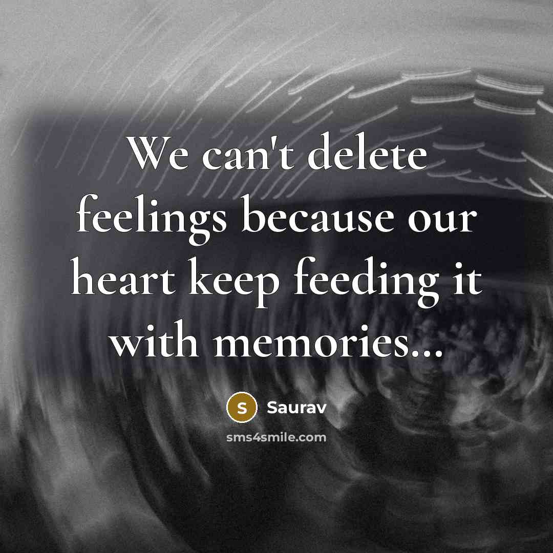 “We can't delete feelings because our heart keep feeding it…” quote by Saurav