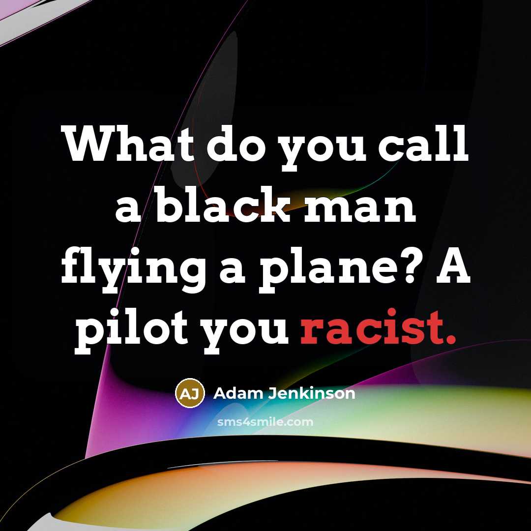 “What do you call a black man flying a plane? A pilot you racist.” quote by Adam Jenkinson