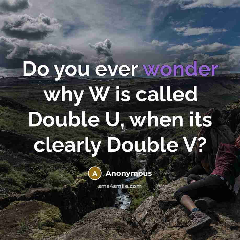 “Do you ever wonder why W is called Double U, when its clearly Double V?” quote by Anonymous