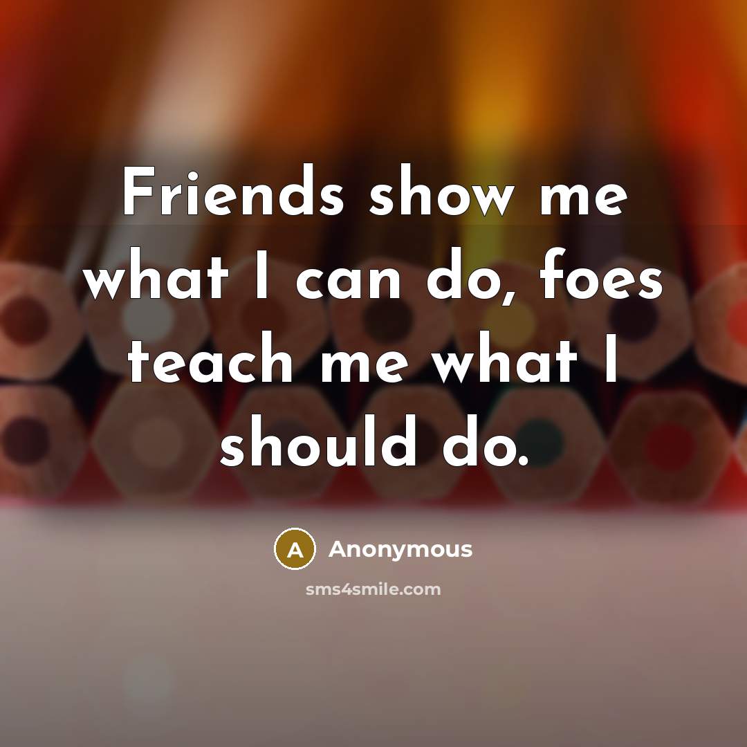 “Friends show me what I can do, foes teach me…” quote by Anonymous