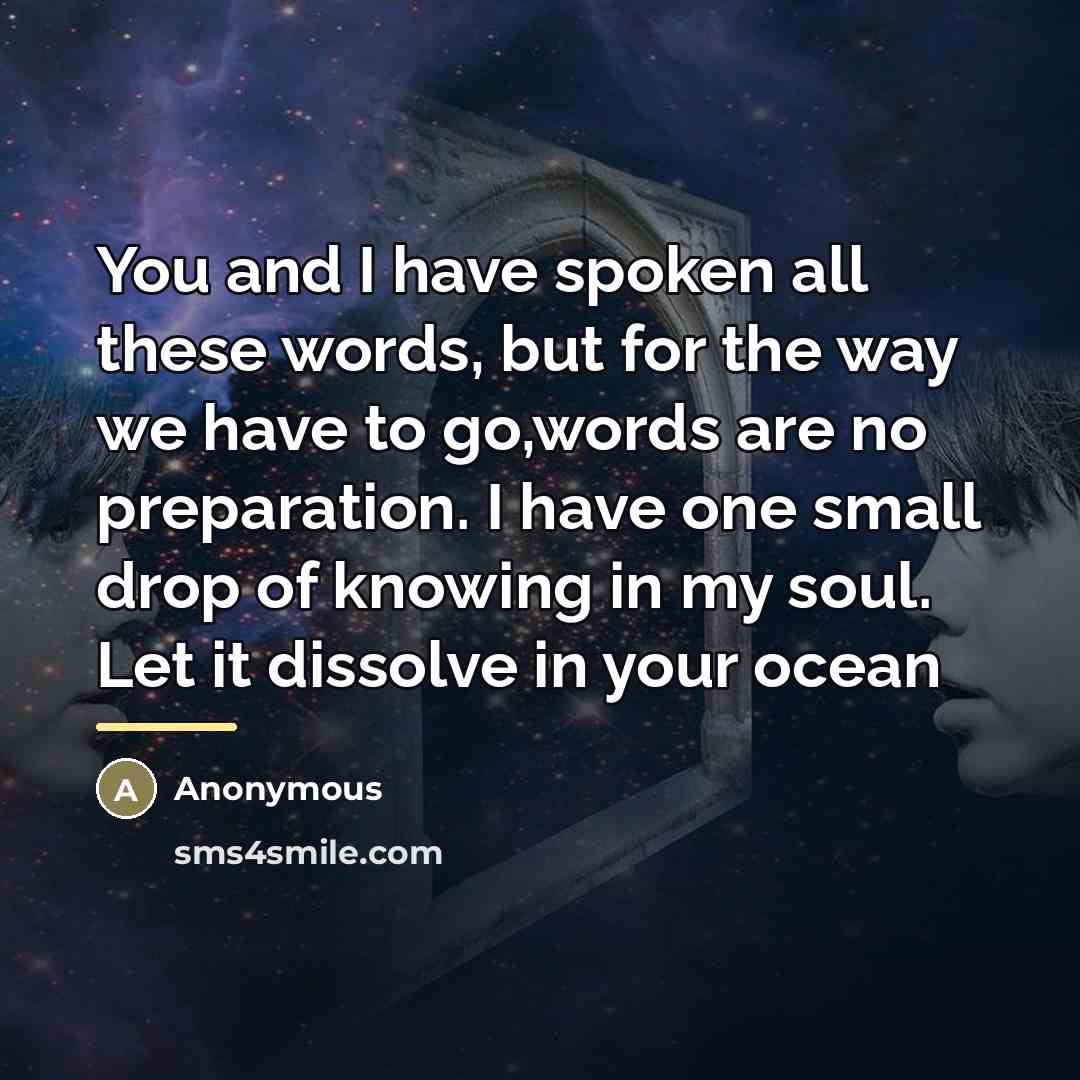 “You and I have spoken all these words, but for…” quote by Anonymous