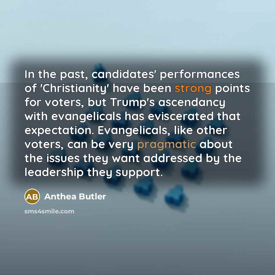 “In the past, candidates' performances of 'Christianity' have been strong…” quote by Anthea Butler