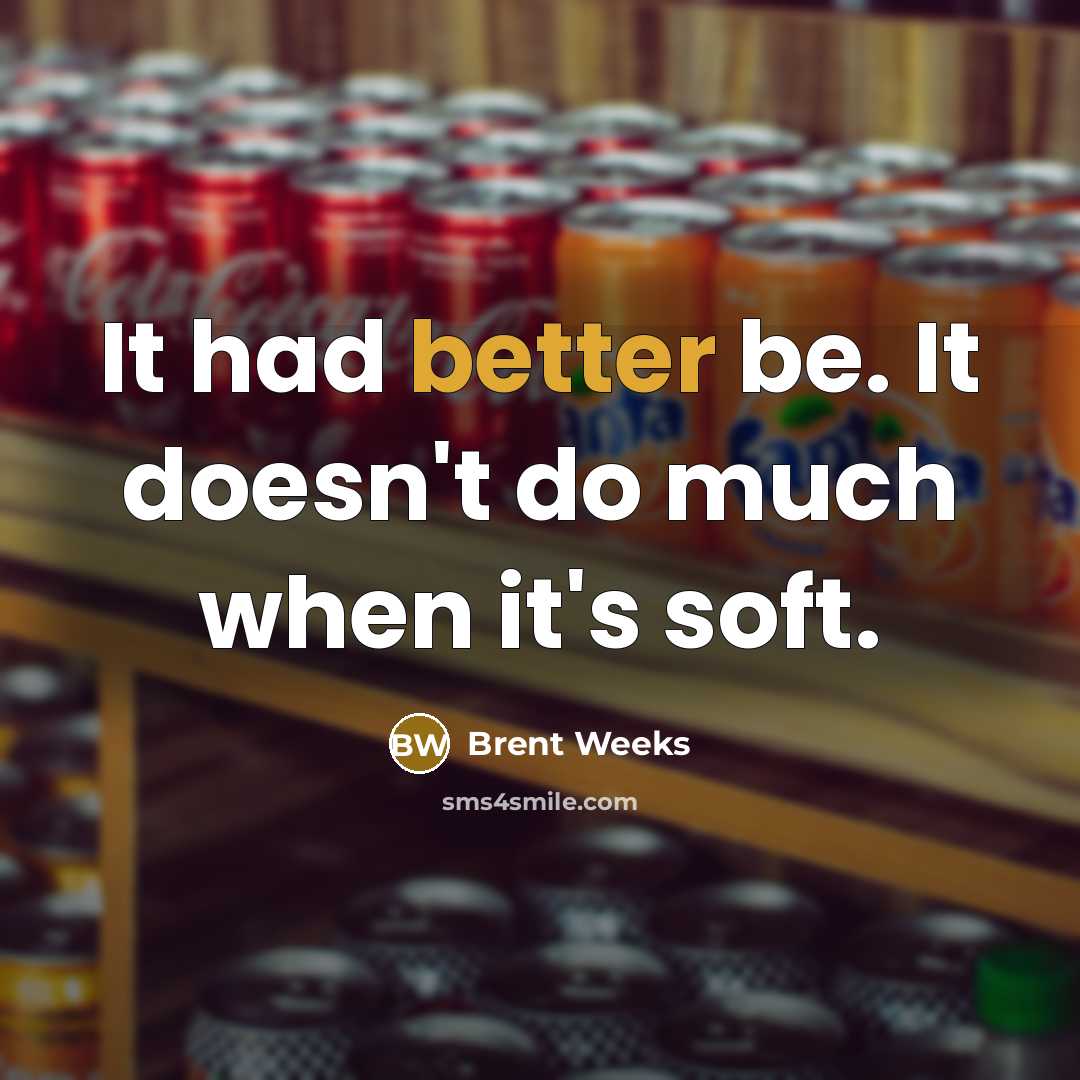 “It had better be. It doesn't do much when it's soft.” quote by Brent Weeks