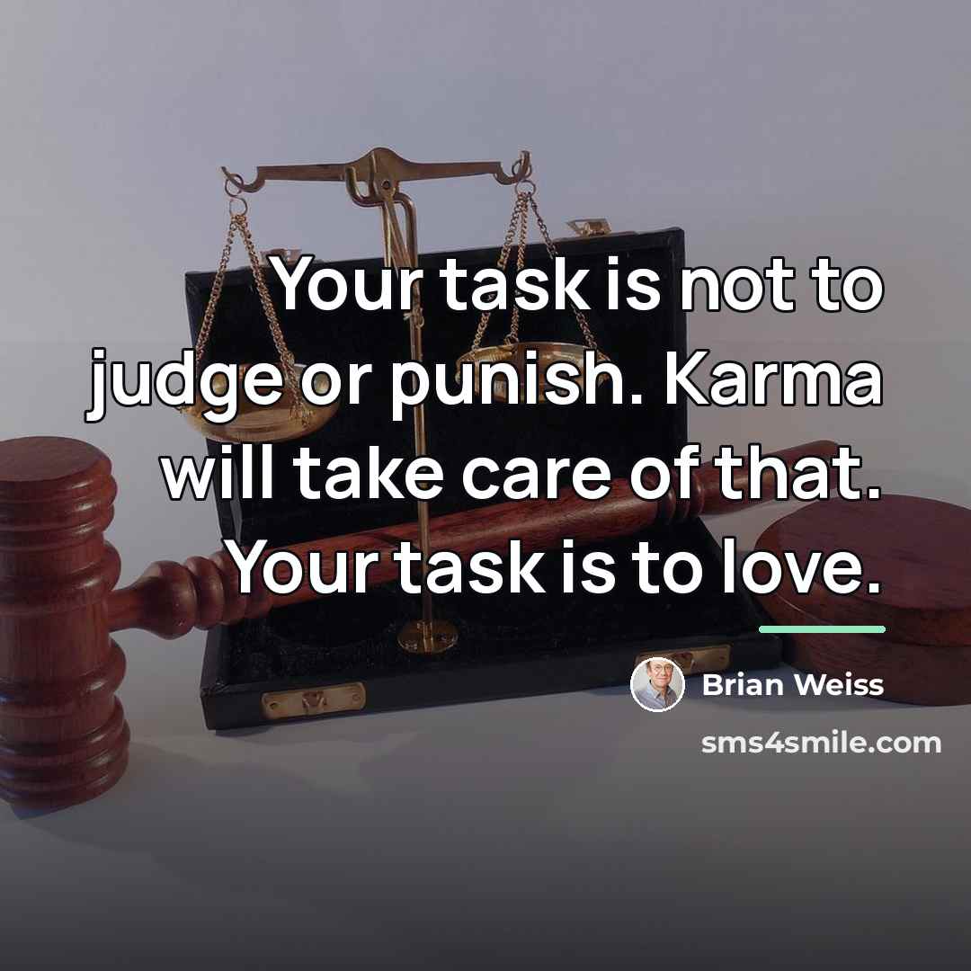 “Your task is not to judge or punish. Karma will…” quote by Brian Weiss