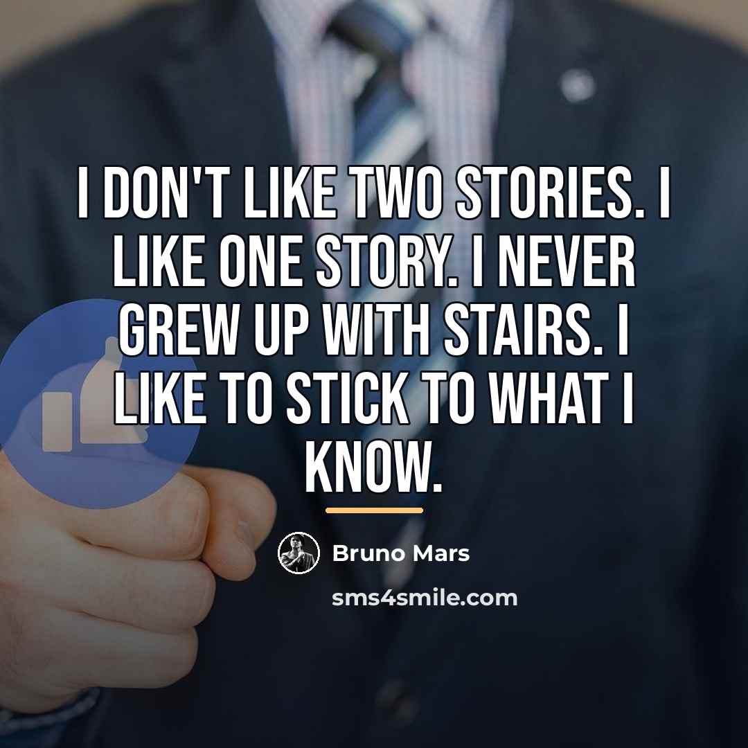 “I don't like two stories. I like one story. I…” quote by Bruno Mars