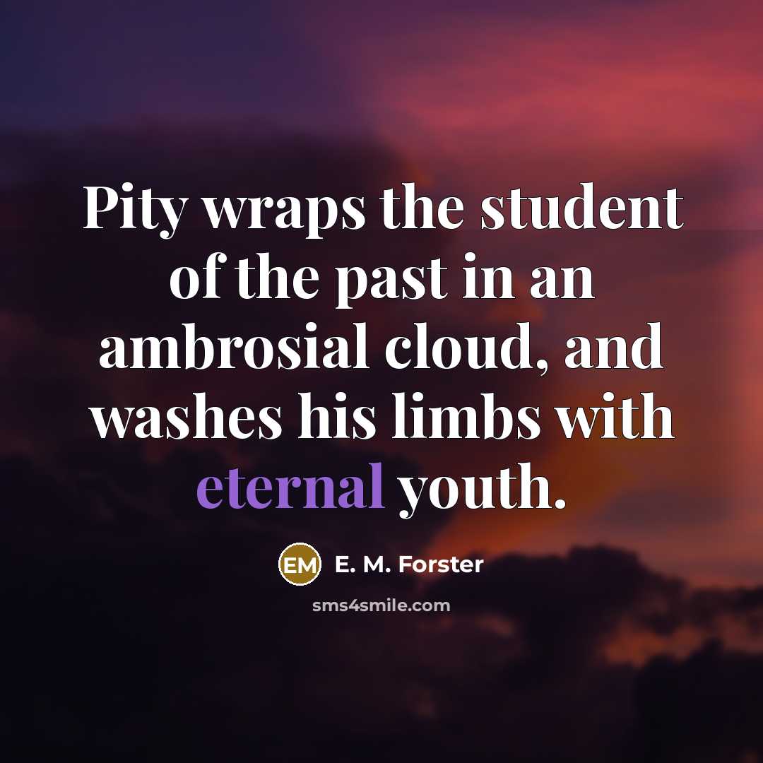 “Pity wraps the student of the past in an ambrosial…” quote by E. M. Forster