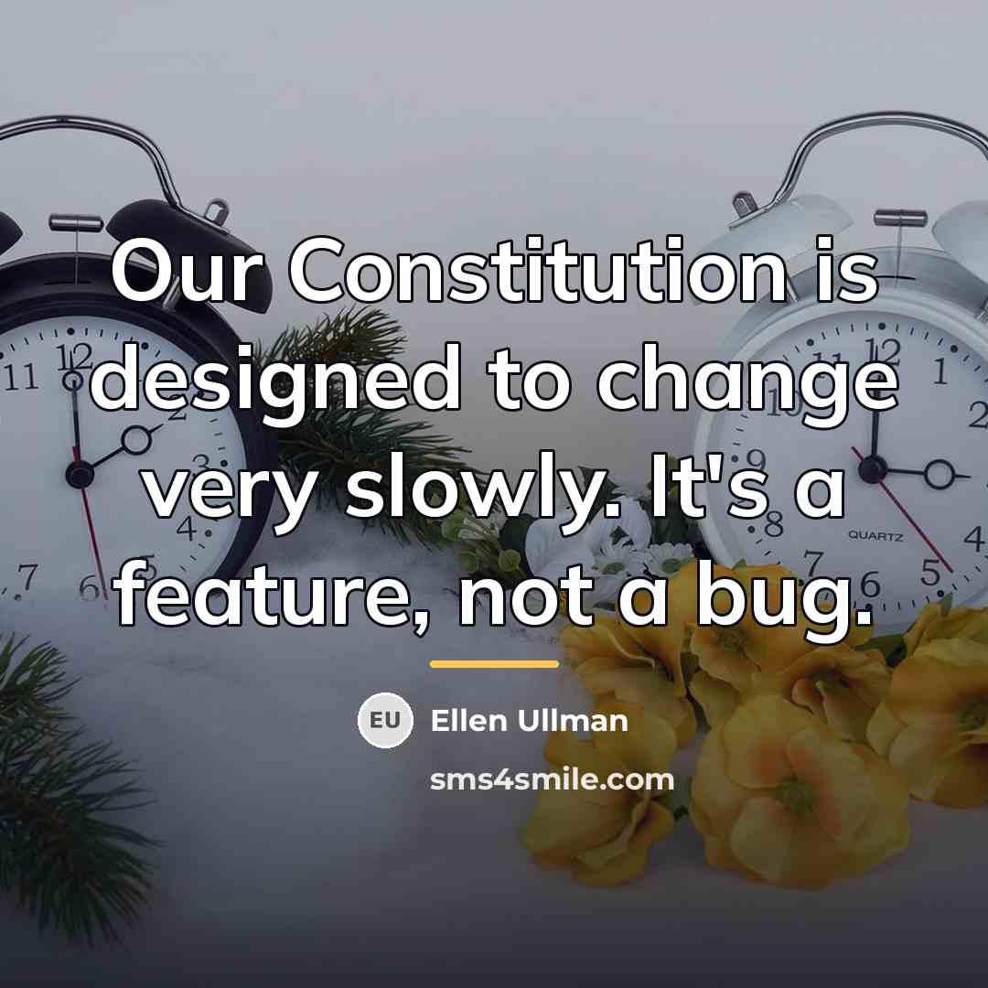 “Our Constitution is designed to change very slowly. It's a…” quote by Ellen Ullman