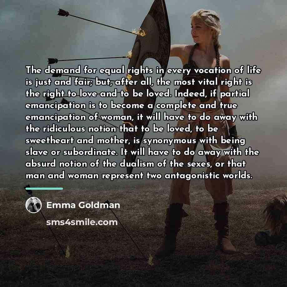 “The demand for equal rights in every vocation of life…” quote by Emma Goldman