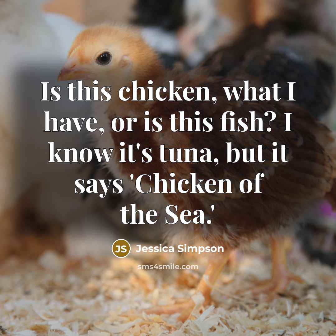 “Is this chicken, what I have, or is this fish?…” quote by Jessica Simpson