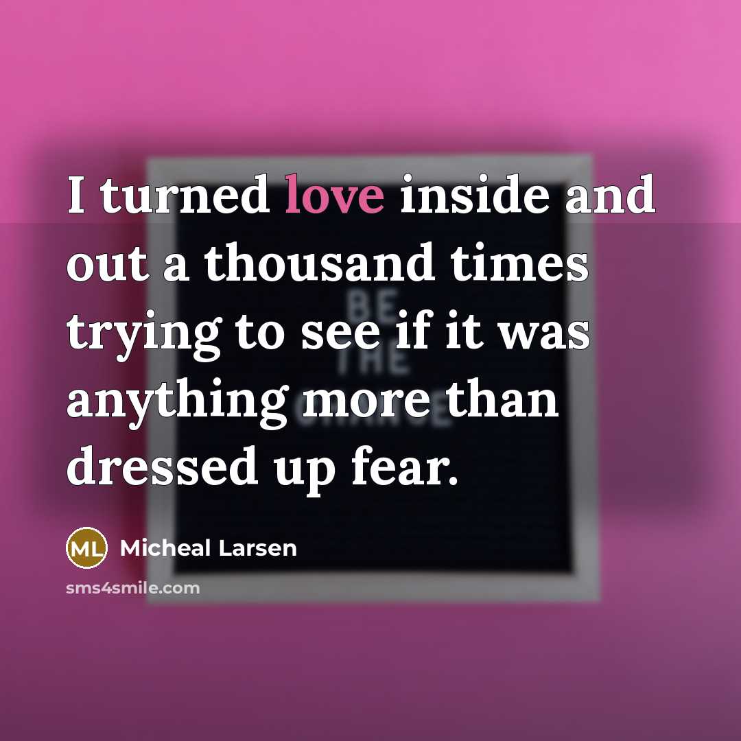 “I turned love inside and out a thousand times trying…” quote by Micheal Larsen