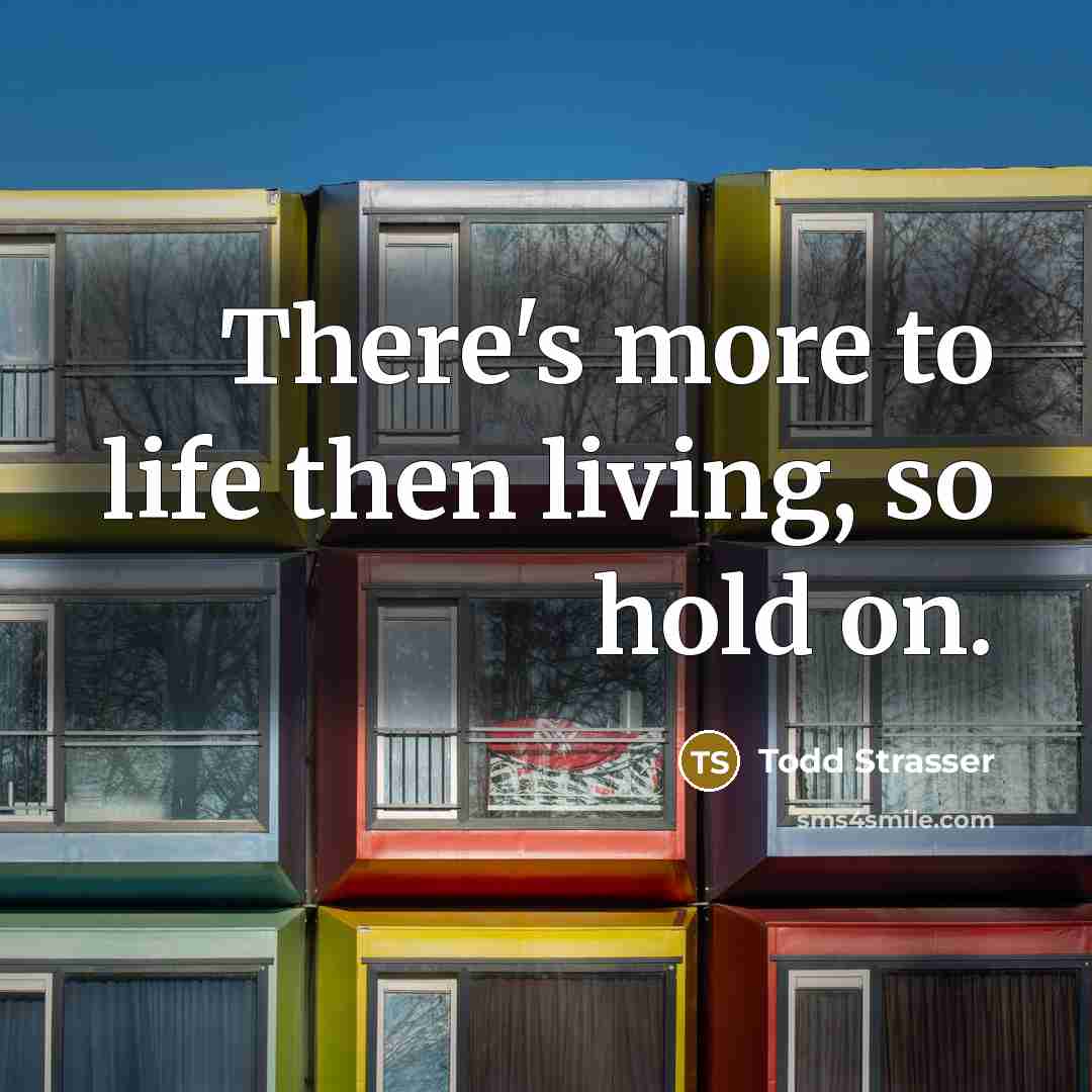 “There's more to life then living, so hold on.…” quote by Todd Strasser